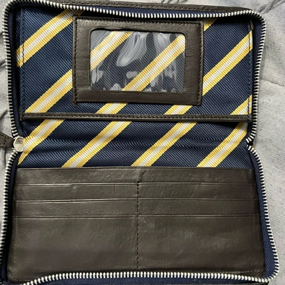 Women’s zip wallet. Silk tie design. Like new